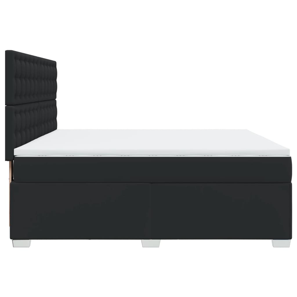 Pat box spring cu saltea, negru, 180x200 cm, piele ecologică