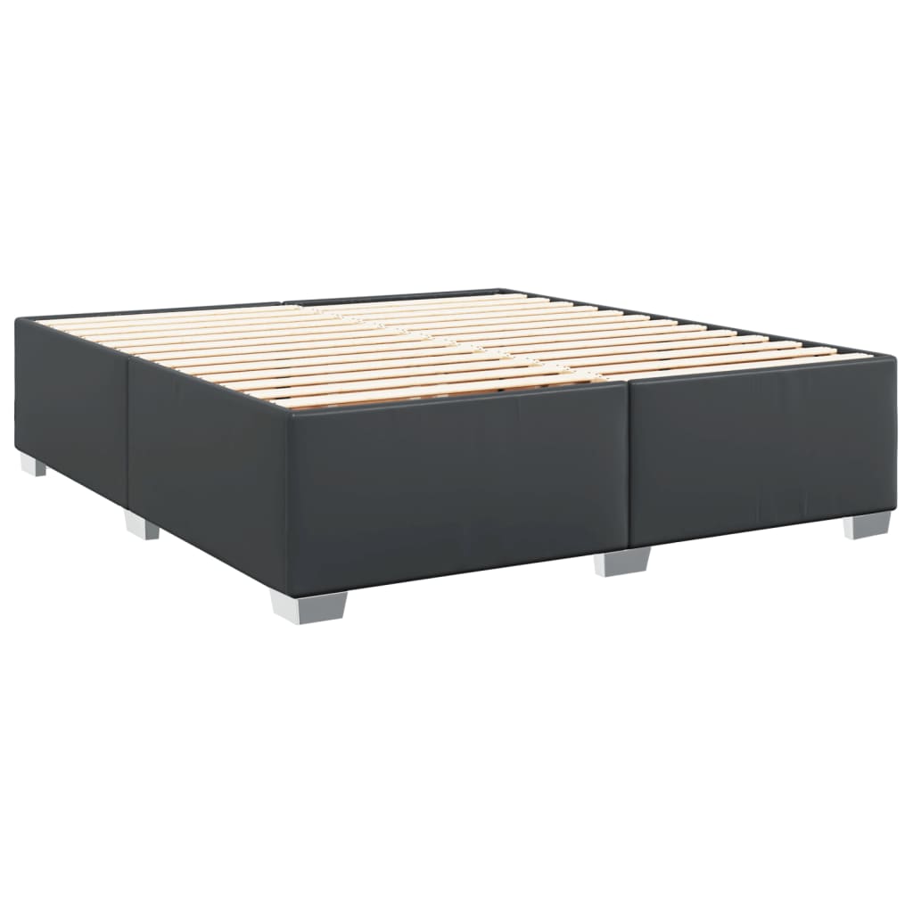 Pat box spring cu saltea, negru, 200x200 cm, piele ecologică