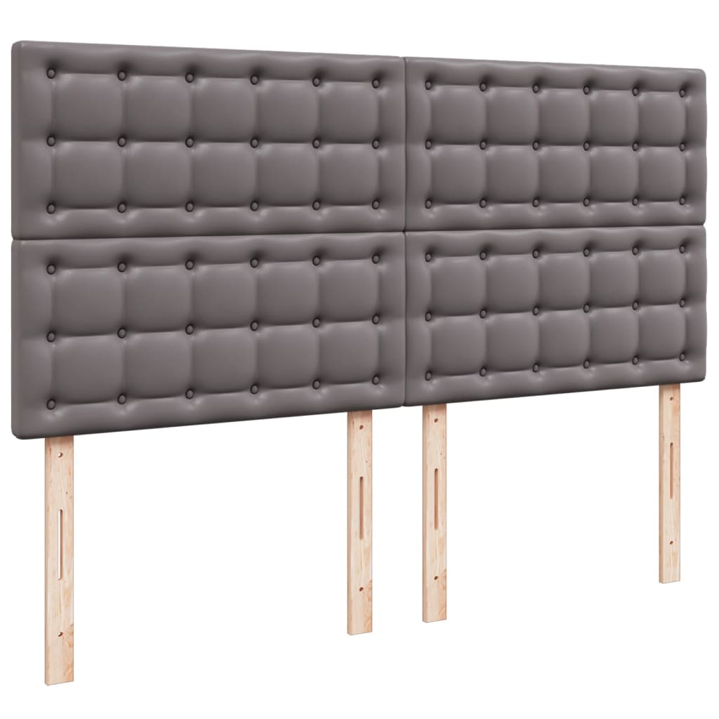 Pat continental cu saltea, gri, 200x200 cm, piele ecologică