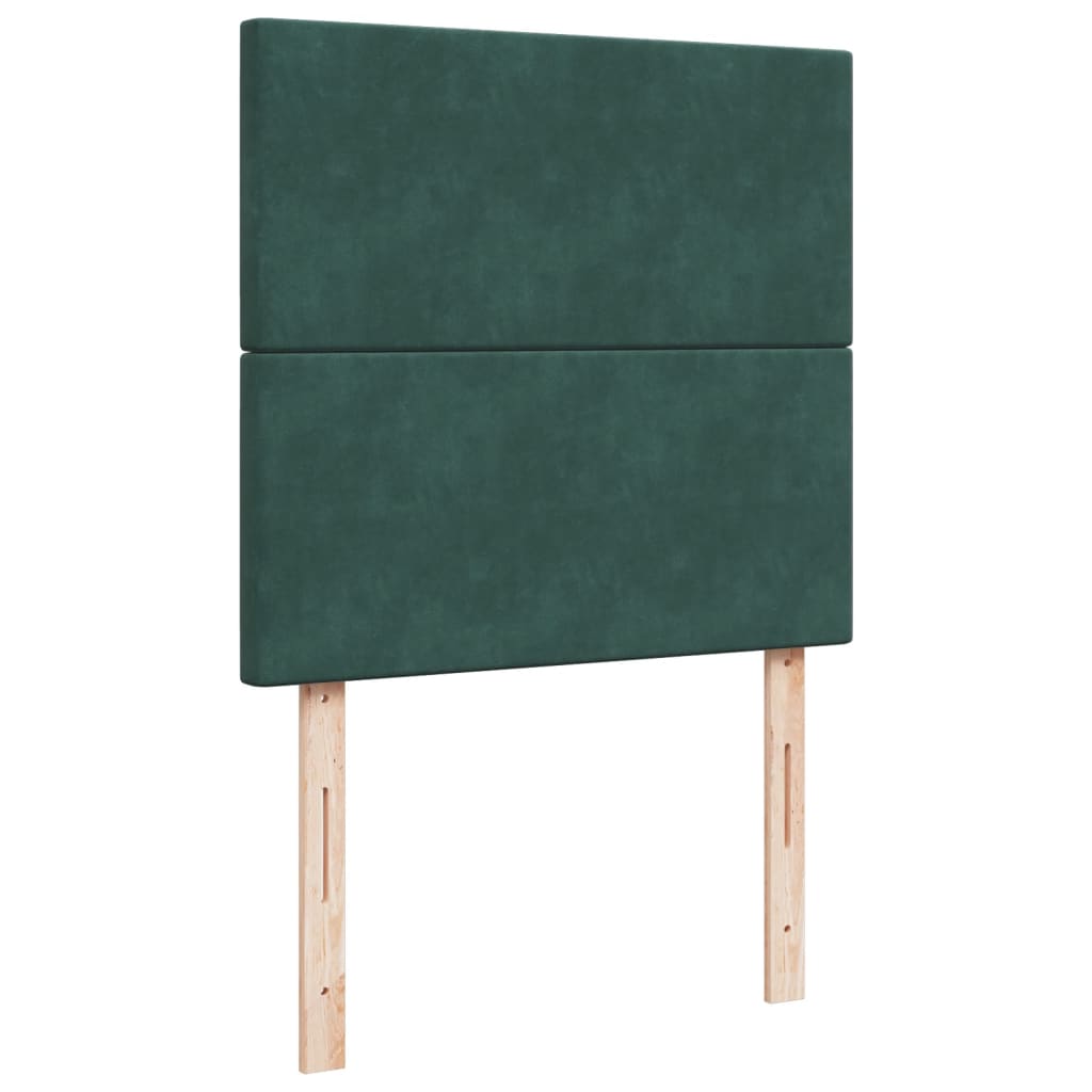 Pat box spring cu saltea, verde închis, 90x190 cm, catifea