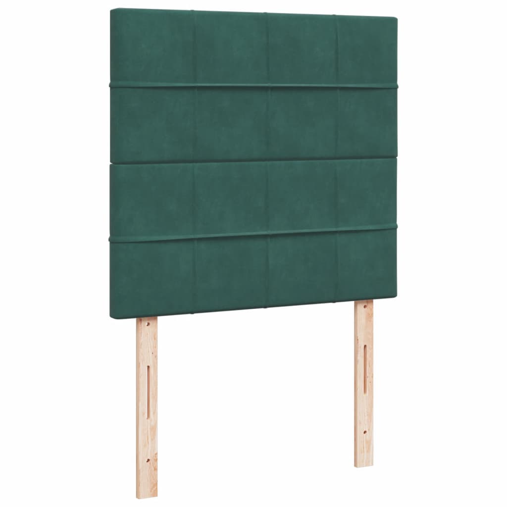 Pat box spring cu saltea, verde închis, 90x190 cm, catifea