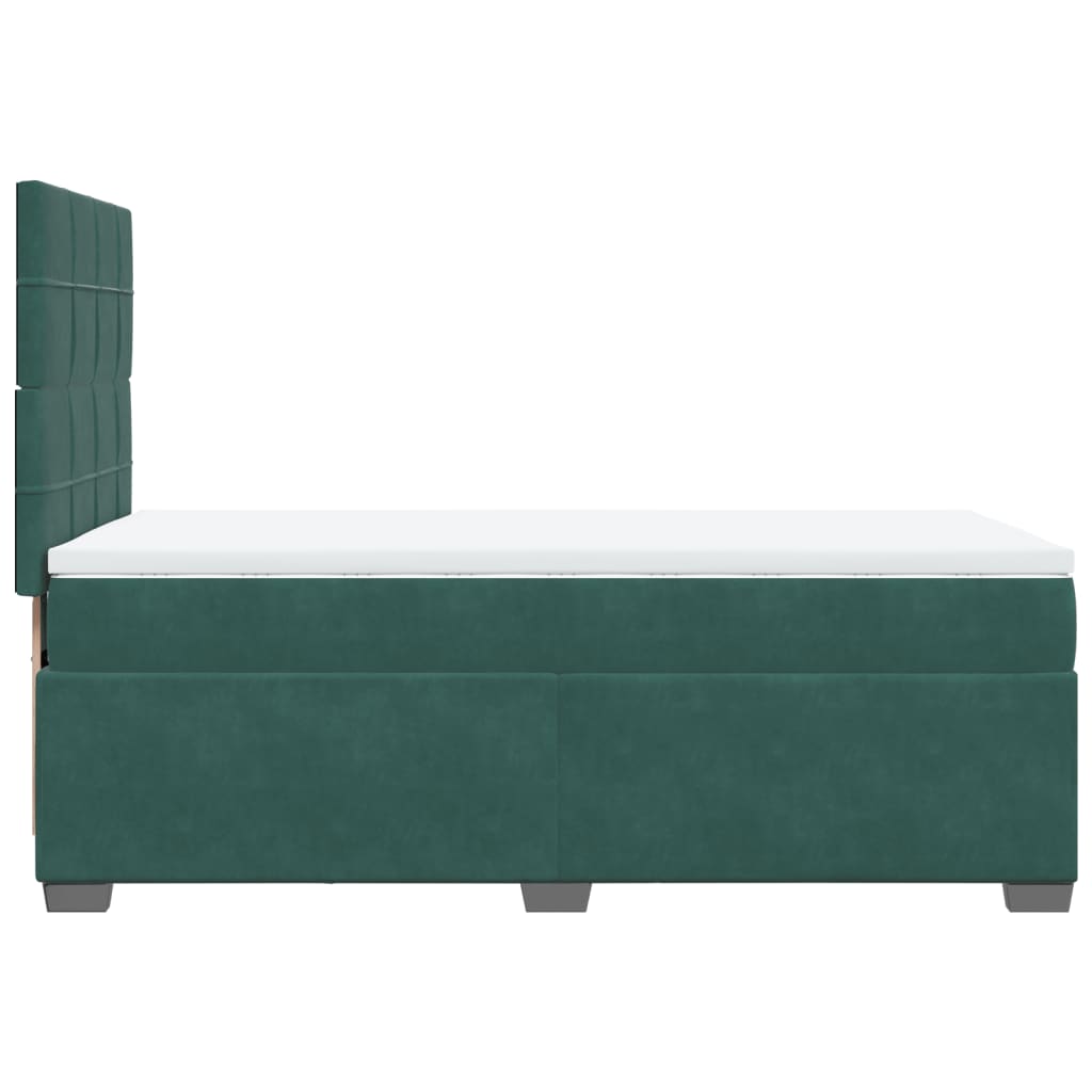 Pat box spring cu saltea, verde închis, 90x190 cm, catifea