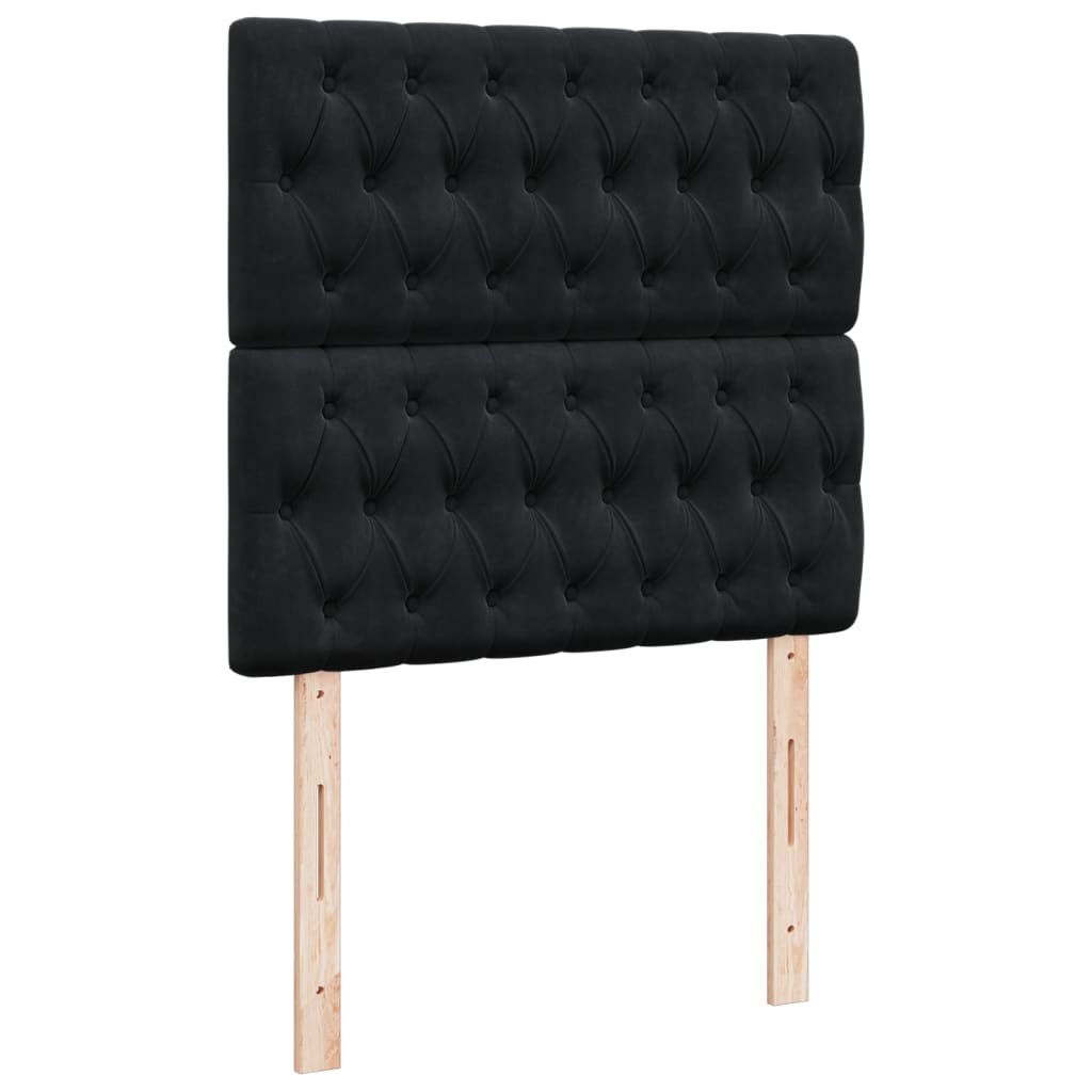 Pat box spring cu saltea, negru, 90x190 cm, catifea