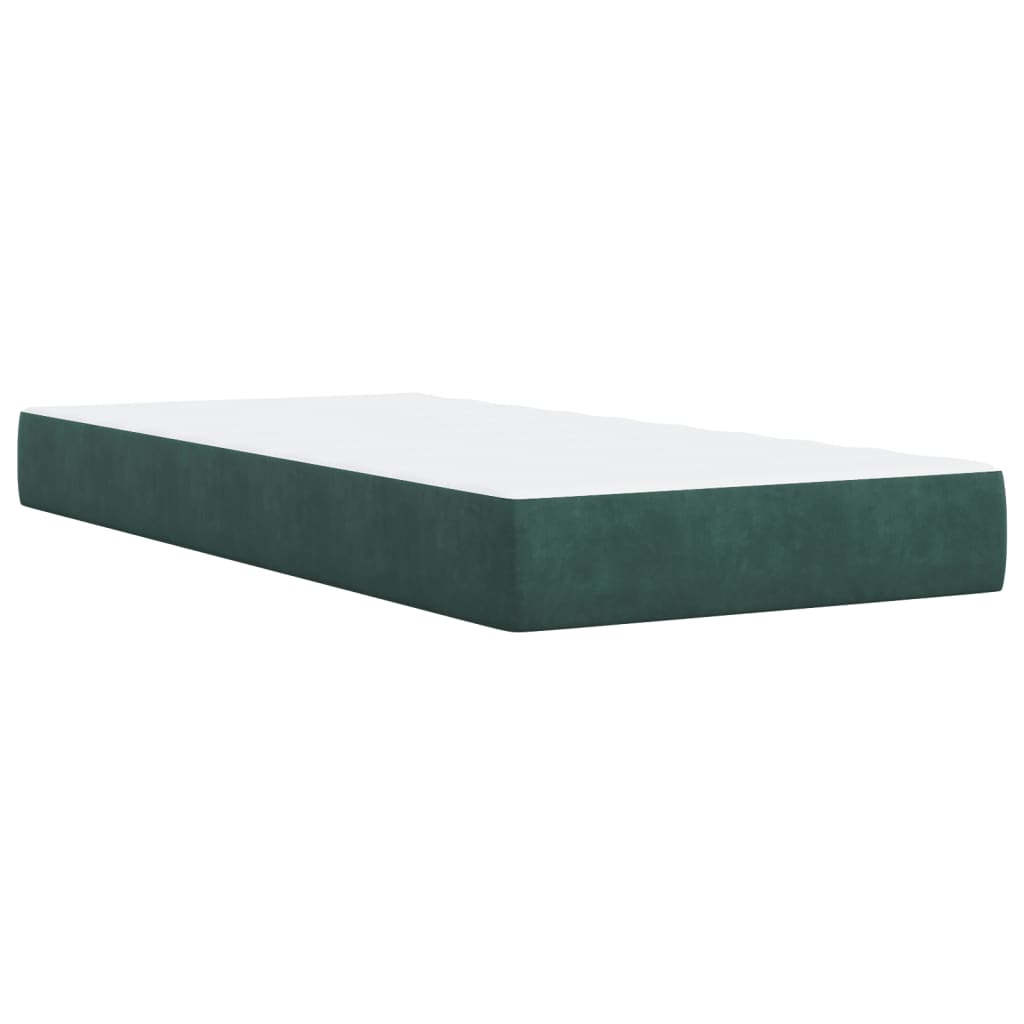 Pat box spring cu saltea, verde închis, 90x200 cm, catifea