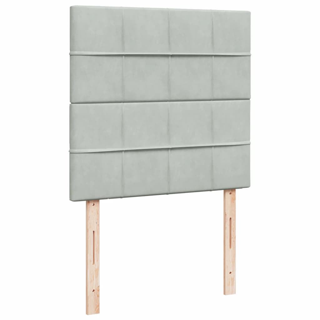 Pat box spring cu saltea, gri deschis, 100x200 cm, catifea