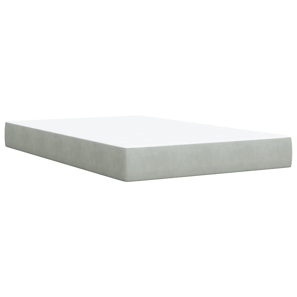 Pat box spring cu saltea, gri deschis, 120x190 cm, catifea