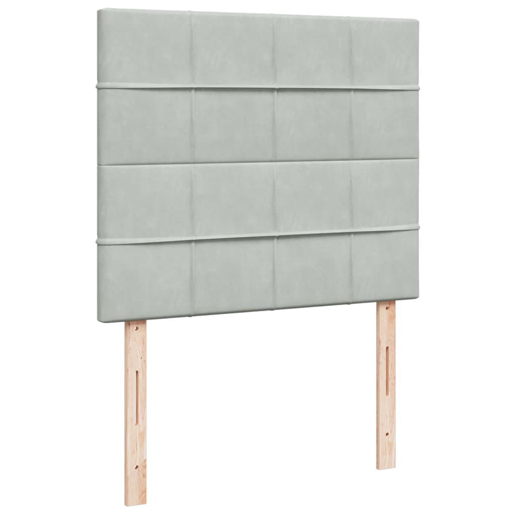 Pat box spring cu saltea, gri deschis, 120x190 cm, catifea