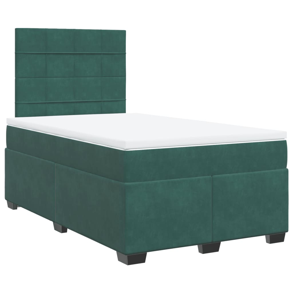 Pat box spring cu saltea, verde închis, 120x190 cm, catifea