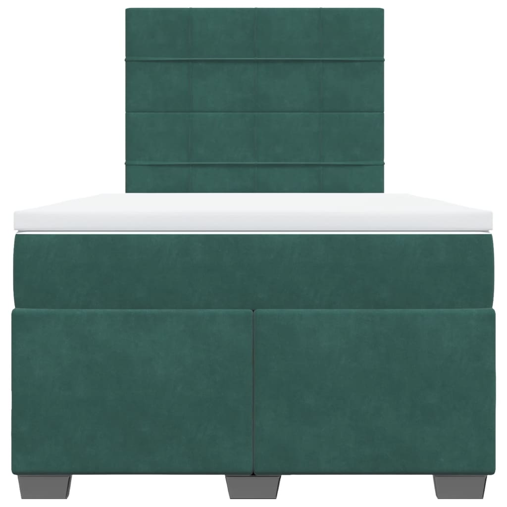 Pat box spring cu saltea, verde închis, 120x190 cm, catifea