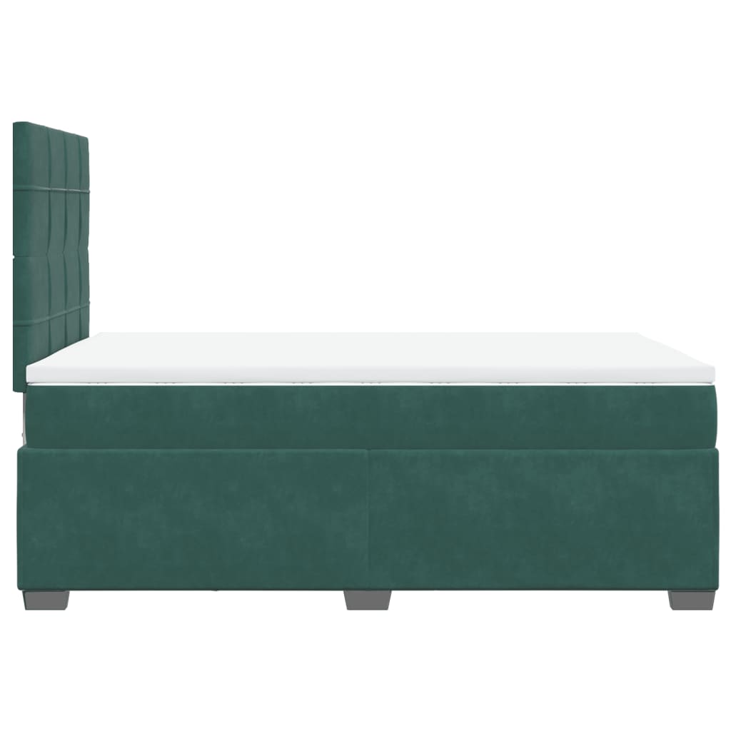 Pat box spring cu saltea, verde închis, 120x190 cm, catifea