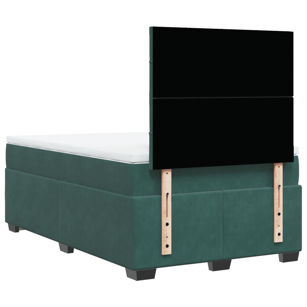 Pat box spring cu saltea, verde închis, 120x190 cm, catifea