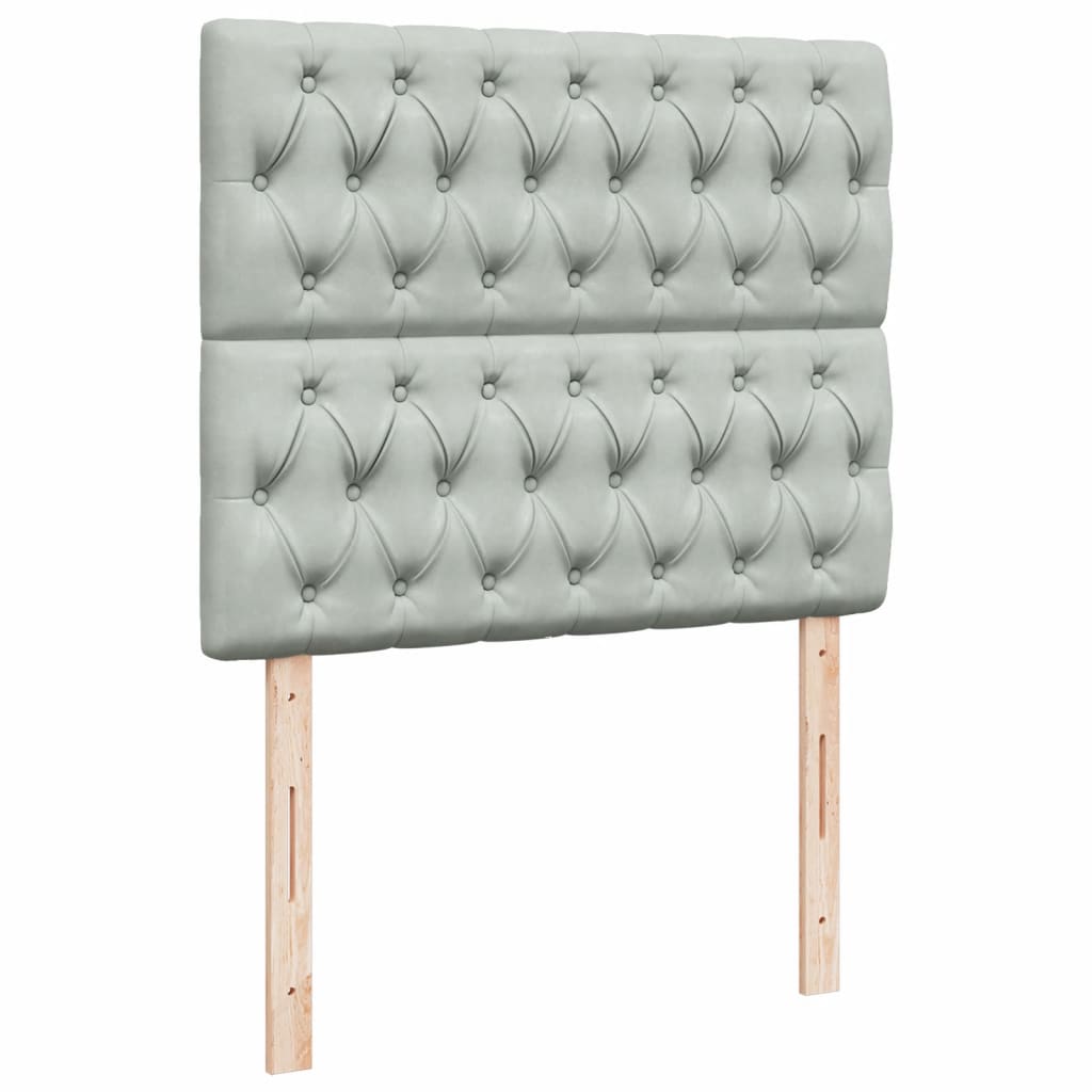 Pat box spring cu saltea, gri deschis, 120x190 cm, catifea