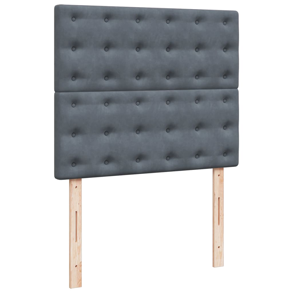 Pat box spring cu saltea, gri închis, 120x190 cm, catifea