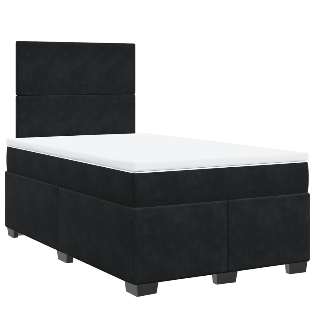 Pat box spring cu saltea, negru, 120x200 cm, catifea