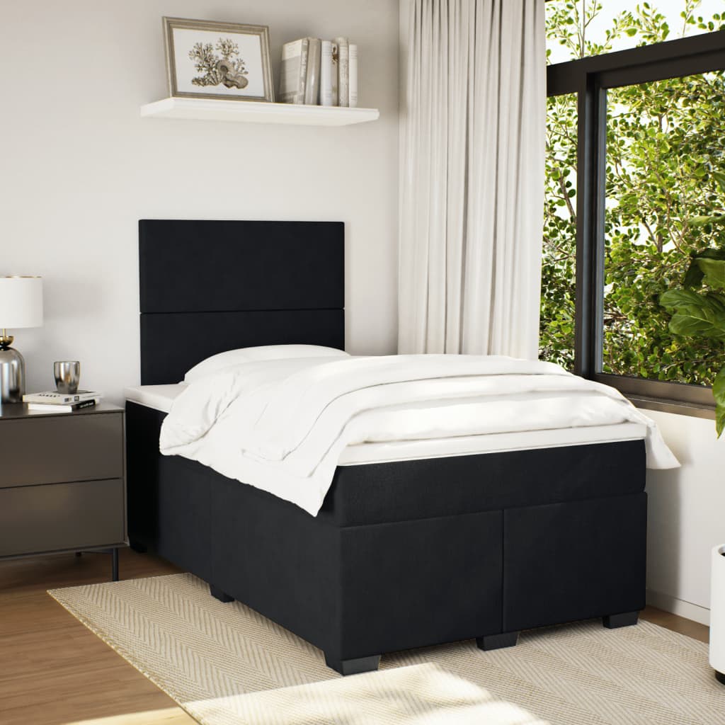 Pat box spring cu saltea, negru, 120x200 cm, catifea