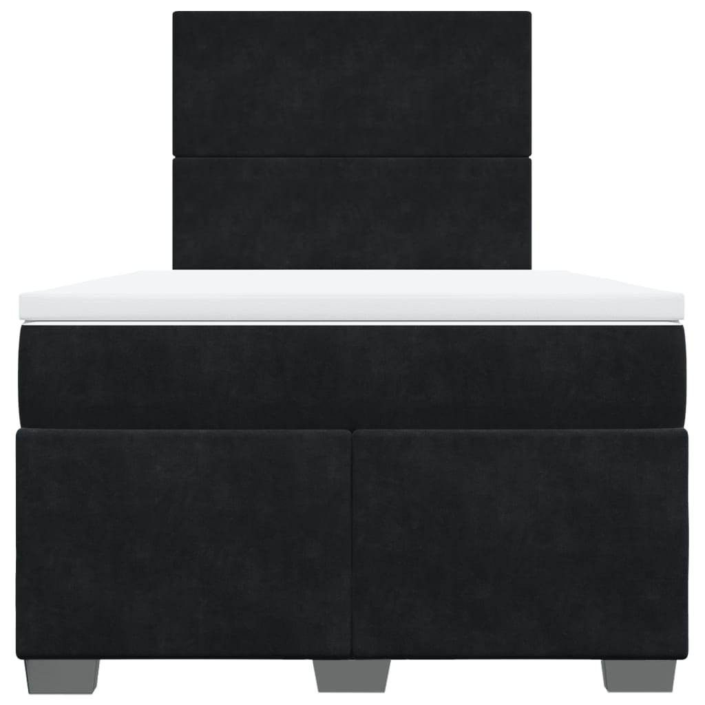 Pat box spring cu saltea, negru, 120x200 cm, catifea