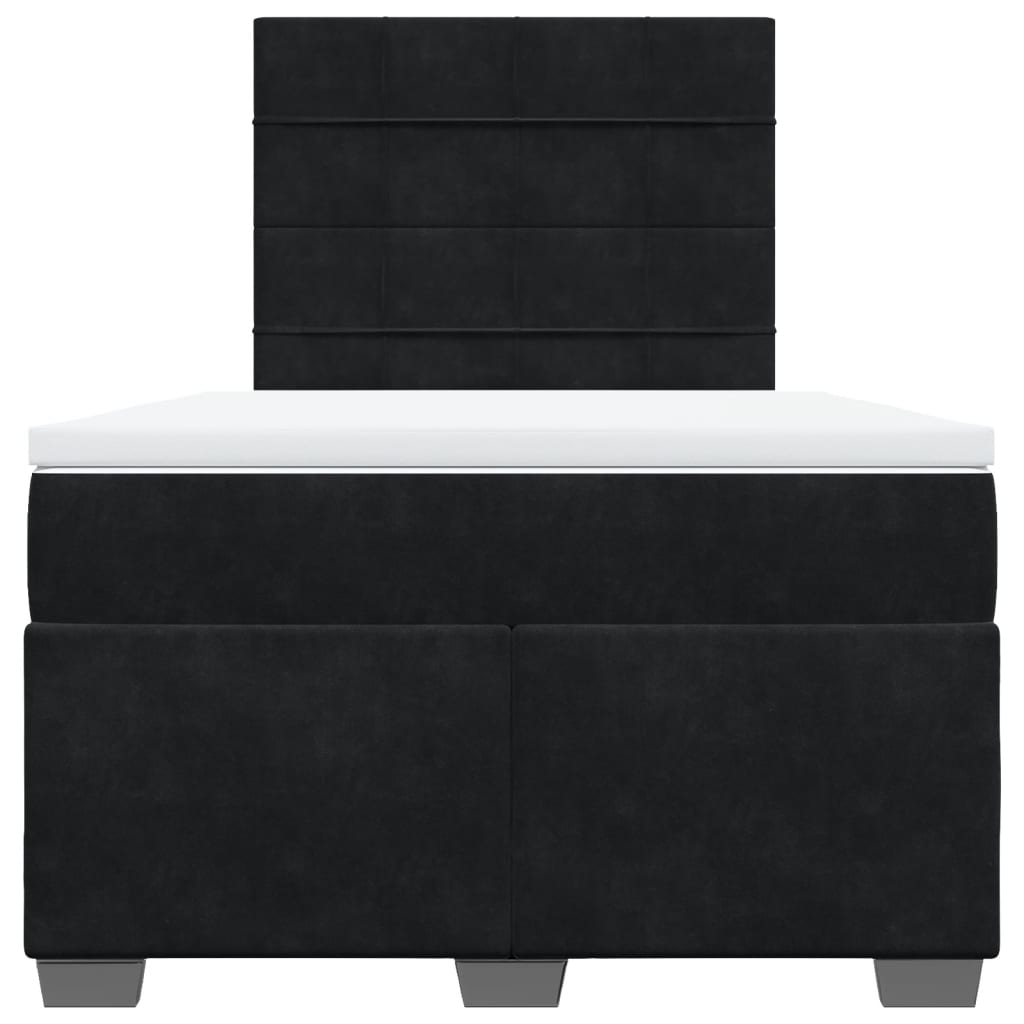 Pat box spring cu saltea, negru, 120x200 cm, catifea