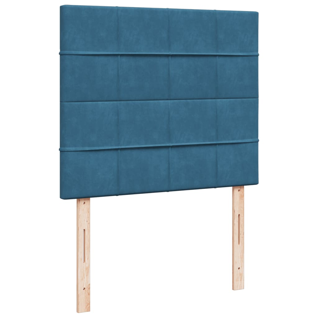 Pat box spring cu saltea, albastru, 120x200 cm, catifea