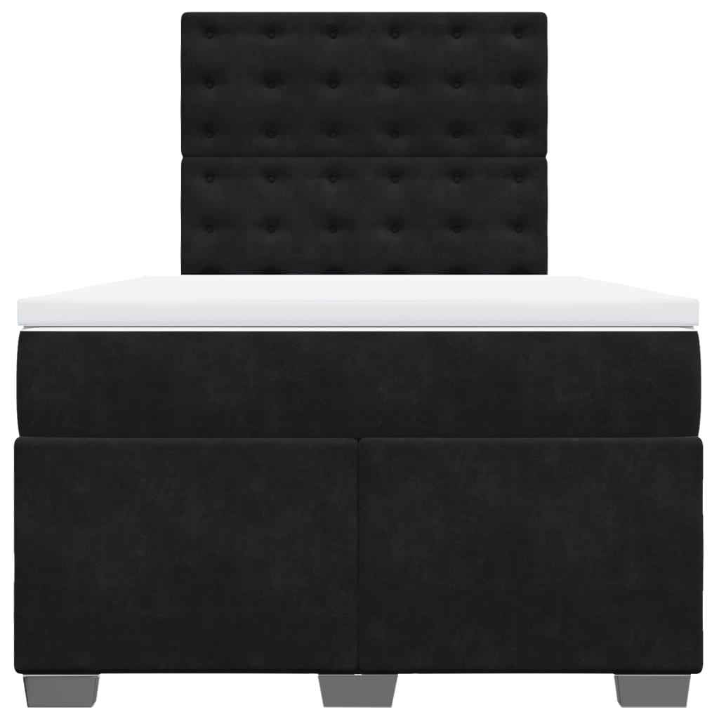 Pat box spring cu saltea, negru, 120x200 cm, catifea