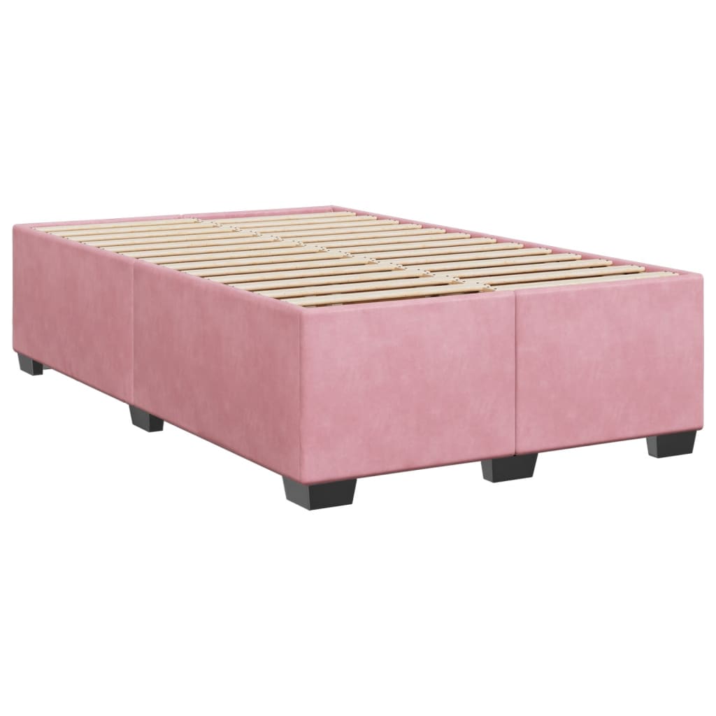 Pat box spring cu saltea, roz, 120x200 cm, catifea