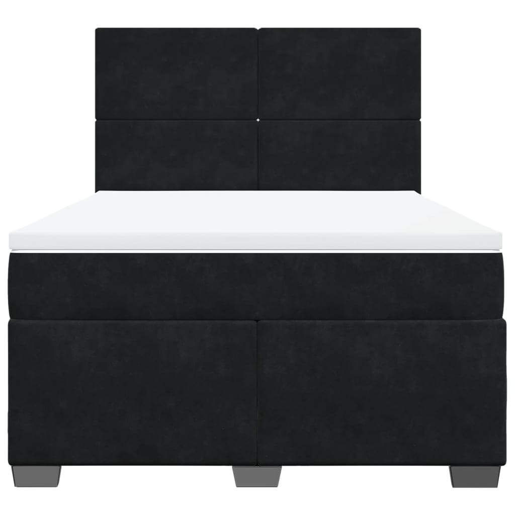 Pat box spring cu saltea, negru, 140x190 cm, catifea