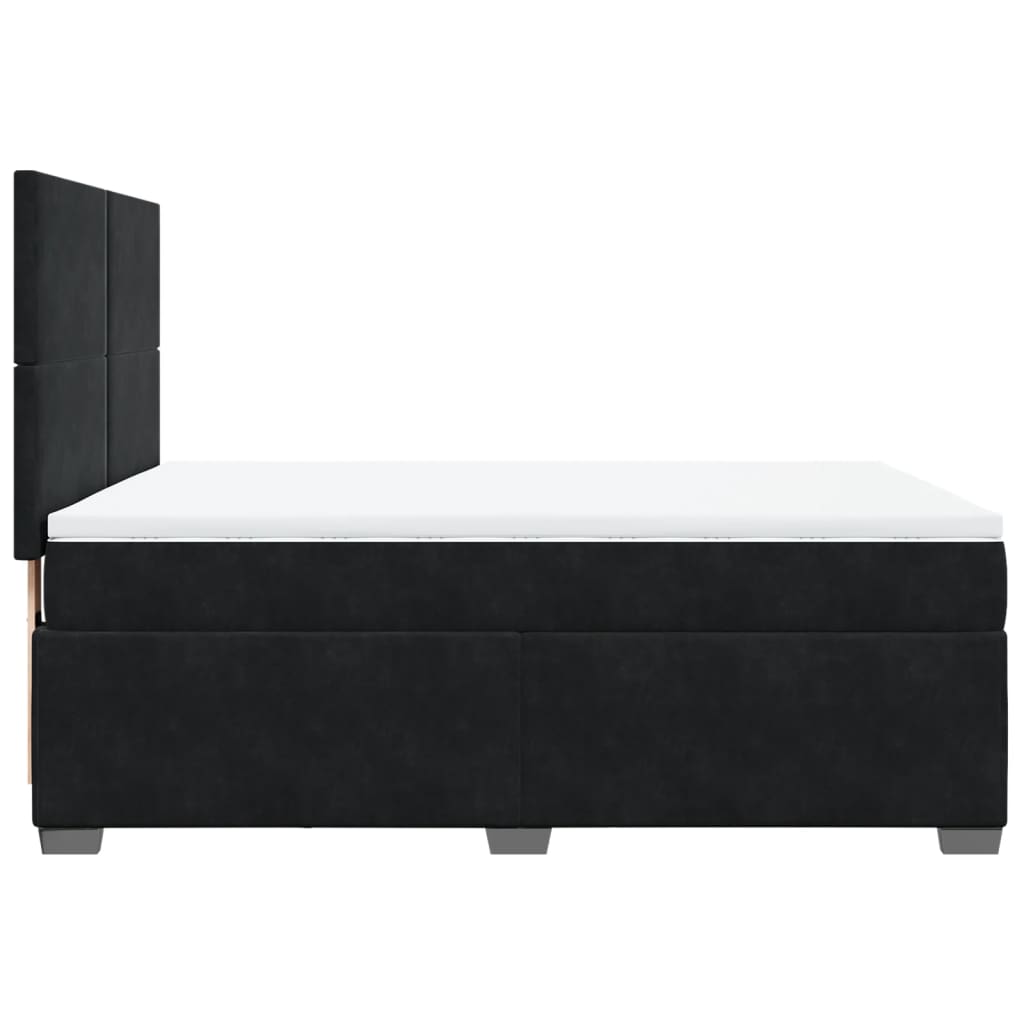 Pat box spring cu saltea, negru, 140x190 cm, catifea