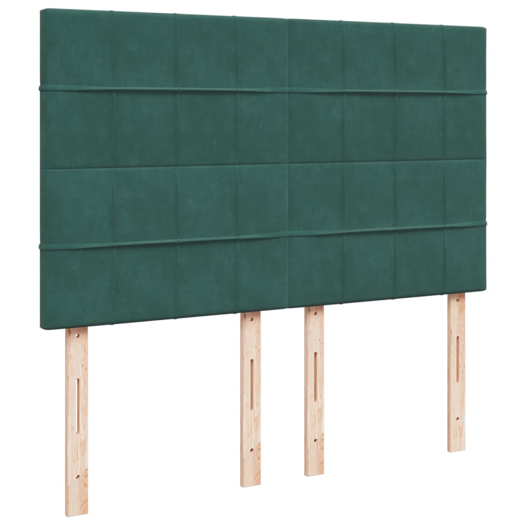 Pat box spring cu saltea, verde închis, 140x190 cm, catifea