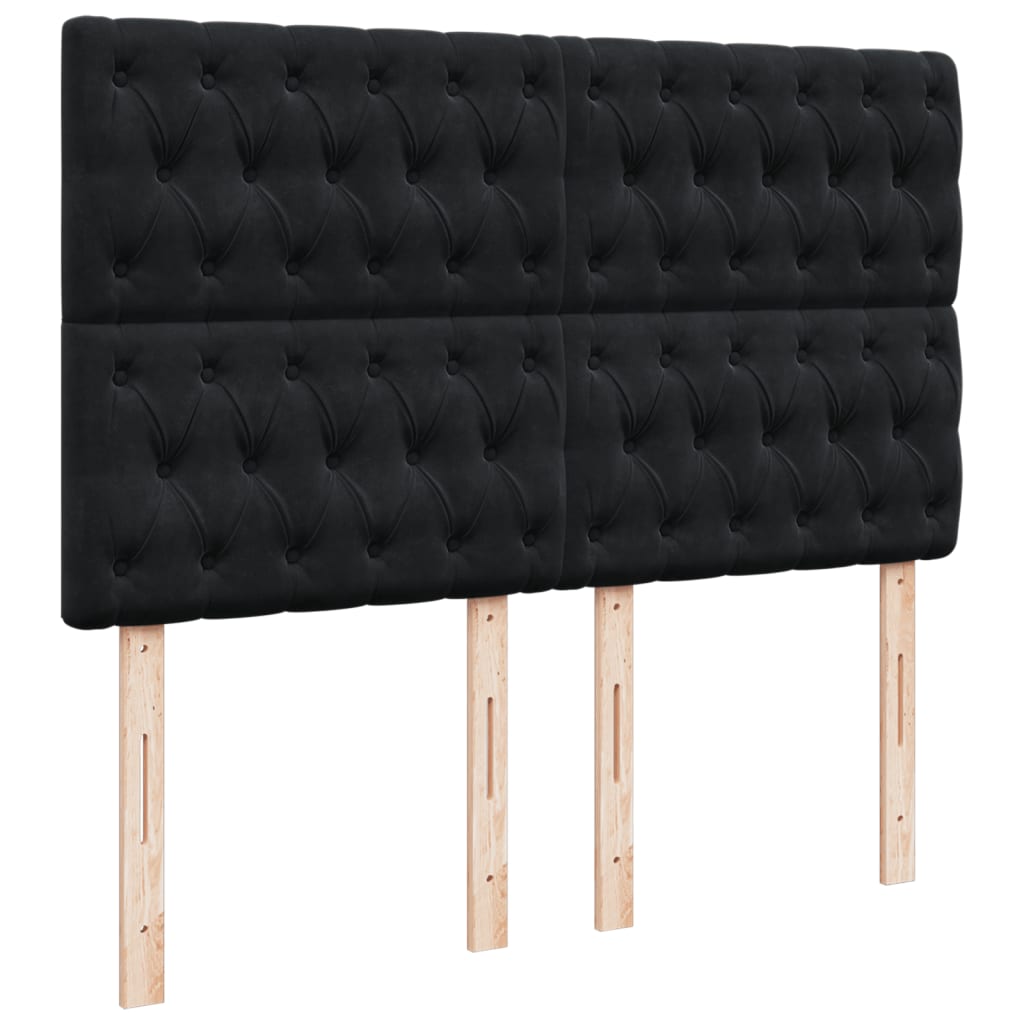 Pat box spring cu saltea, negru, 140x190 cm, catifea