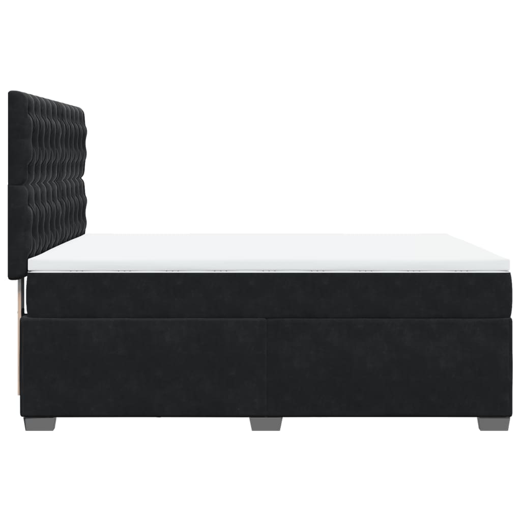 Pat box spring cu saltea, negru, 140x190 cm, catifea