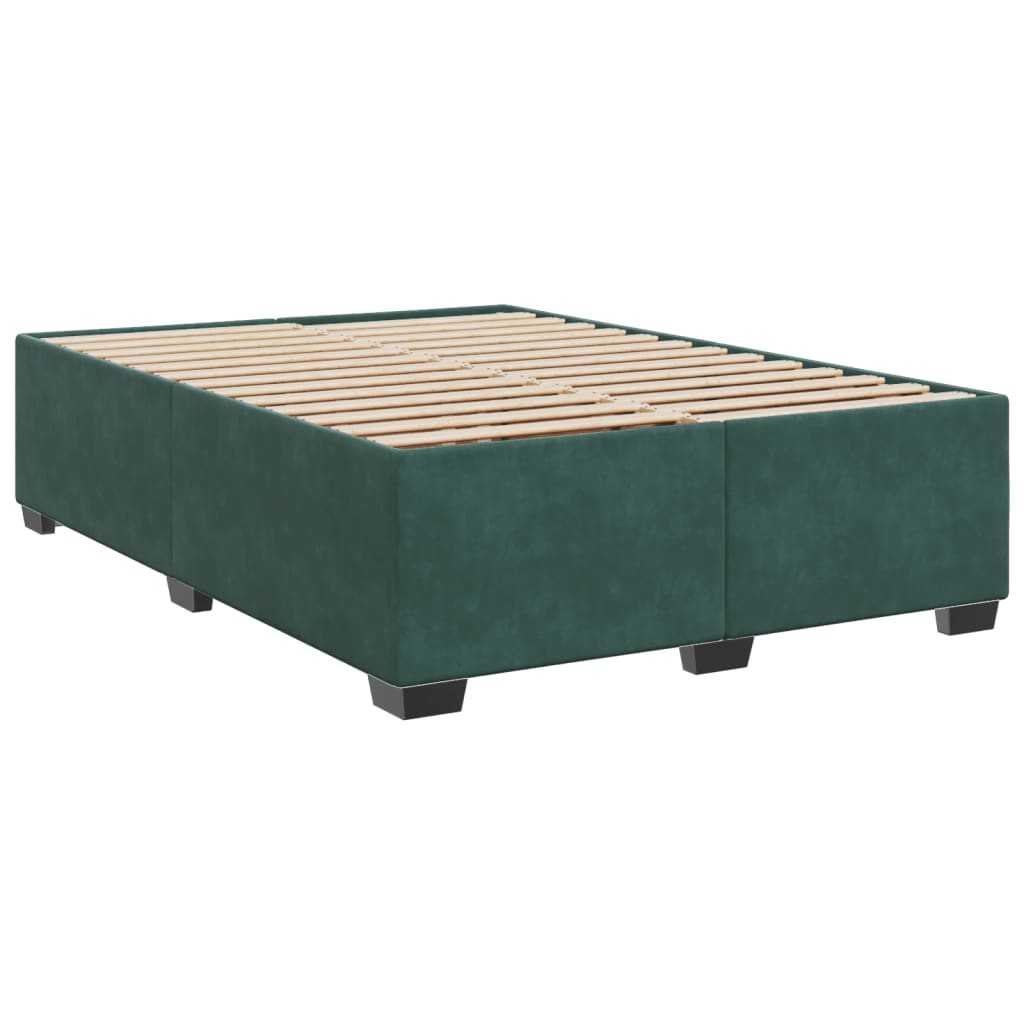 Pat box spring cu saltea, verde închis, 140x200 cm, catifea