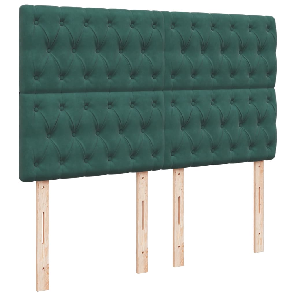 Pat box spring cu saltea, verde închis, 140x200 cm, catifea