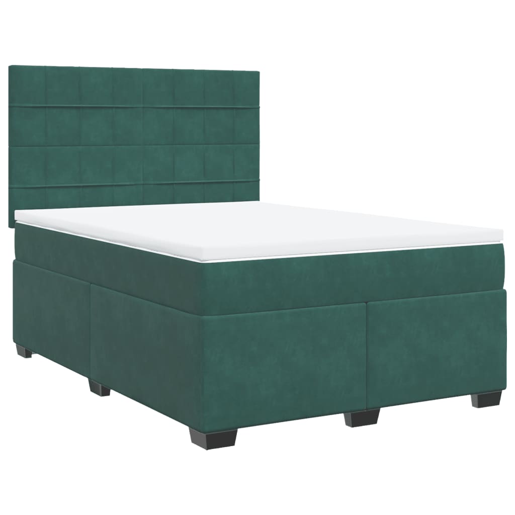 Pat box spring cu saltea, verde închis, 160x200 cm, catifea