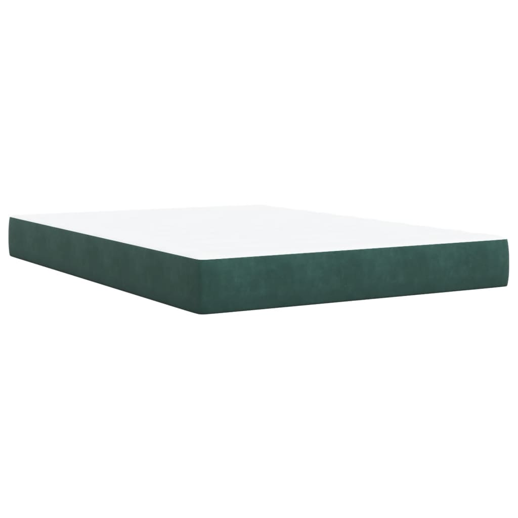 Pat box spring cu saltea, verde închis, 160x200 cm, catifea