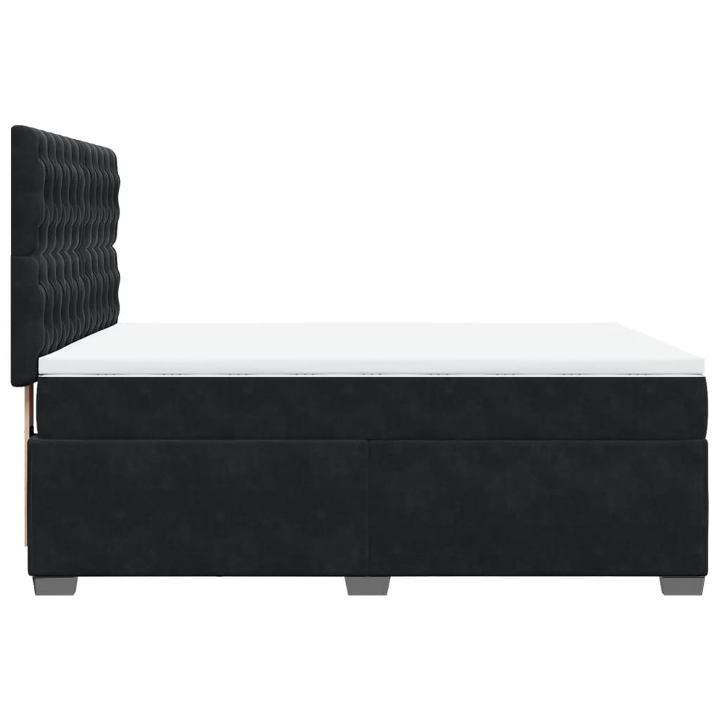 Pat box spring cu saltea, negru, 160x200 cm, catifea