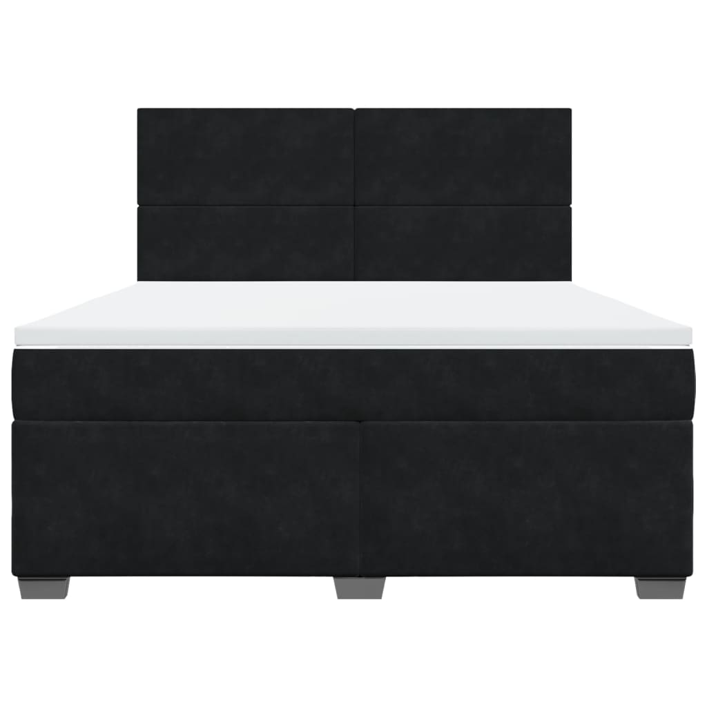 Pat box spring cu saltea, negru, 180x200 cm, catifea