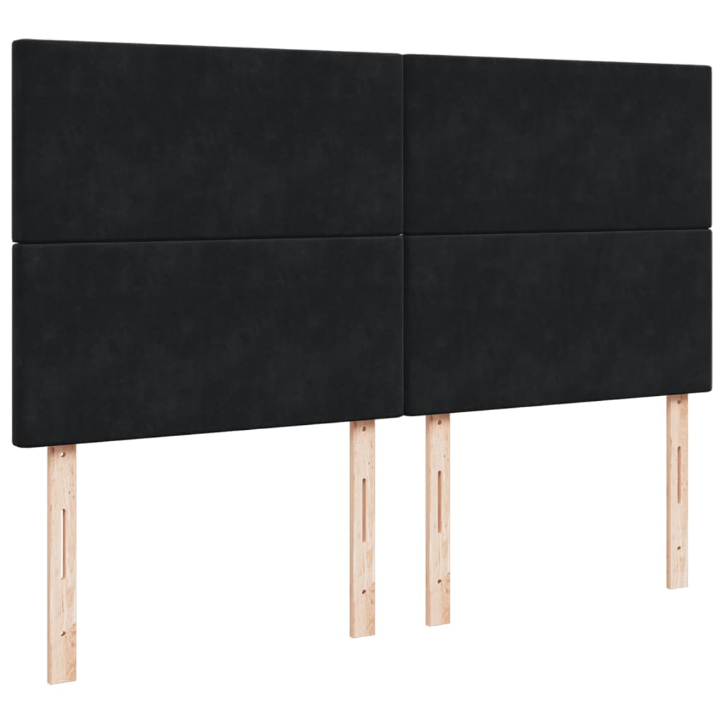 Pat box spring cu saltea, negru, 180x200 cm, catifea