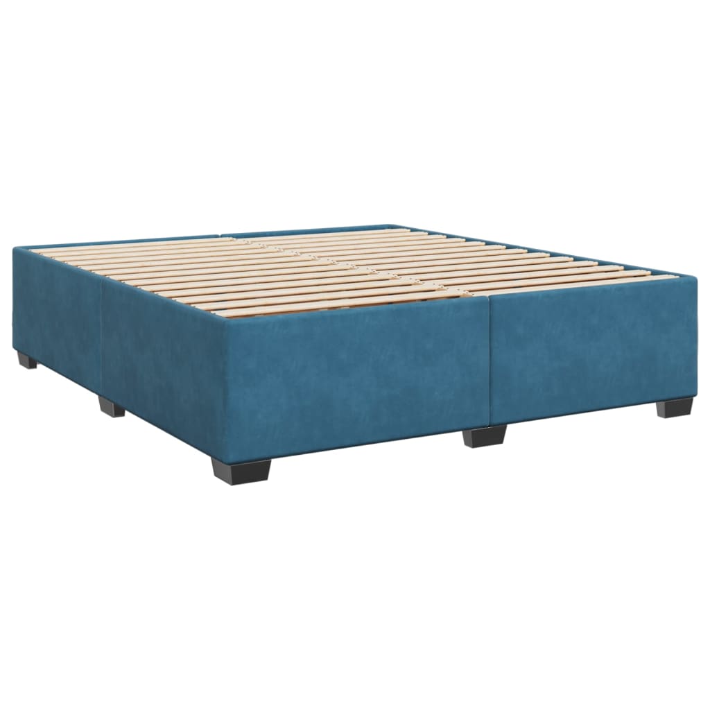 Pat box spring cu saltea, albastru, 180x200 cm, catifea