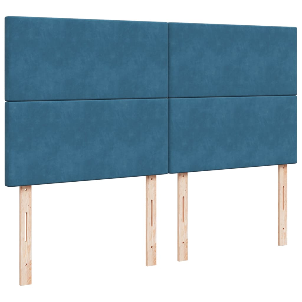 Pat box spring cu saltea, albastru, 180x200 cm, catifea