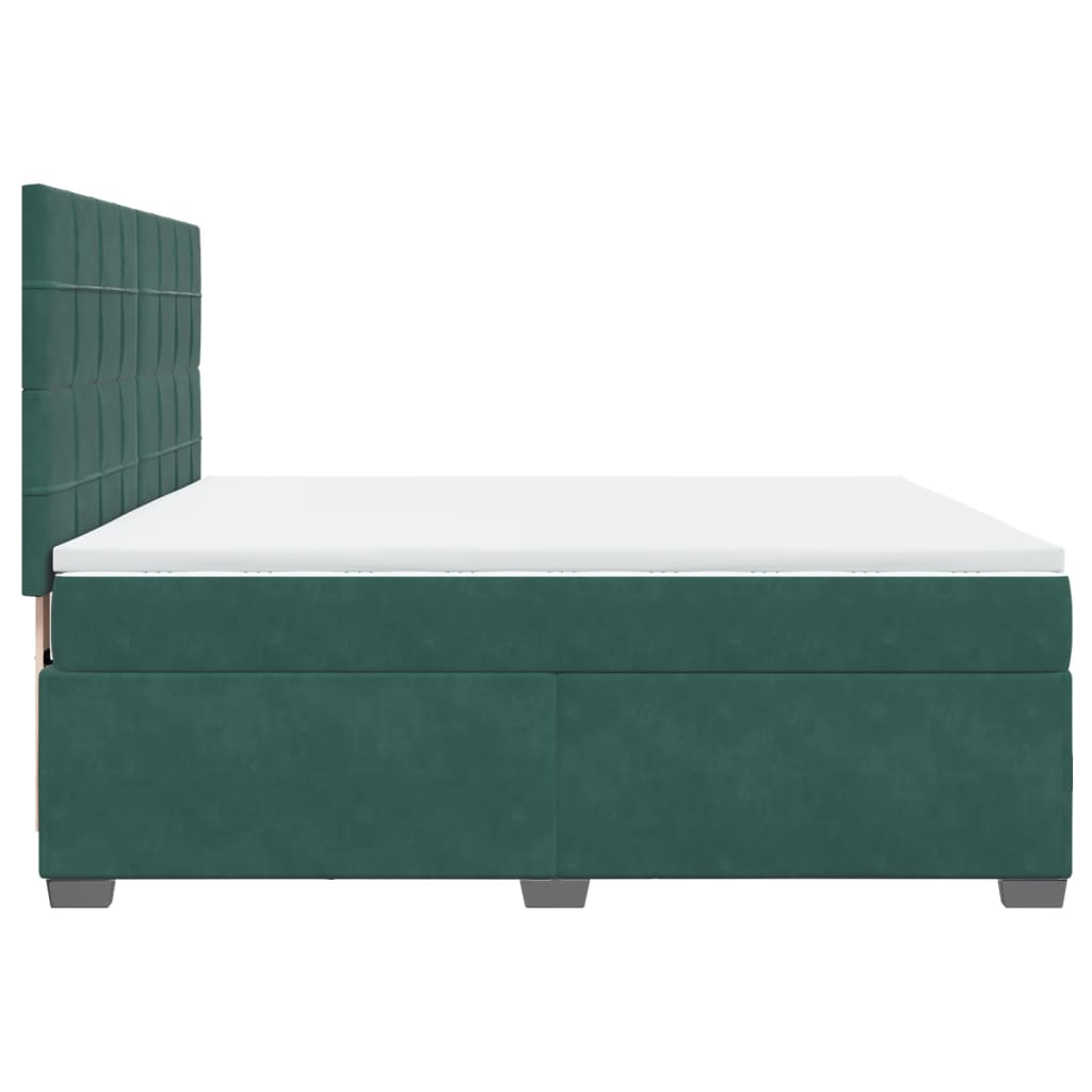 Pat box spring cu saltea, verde închis, 180x200 cm, catifea