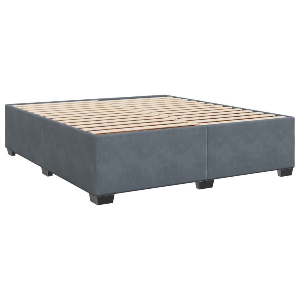 Pat box spring cu saltea, gri închis, 180x200 cm, catifea