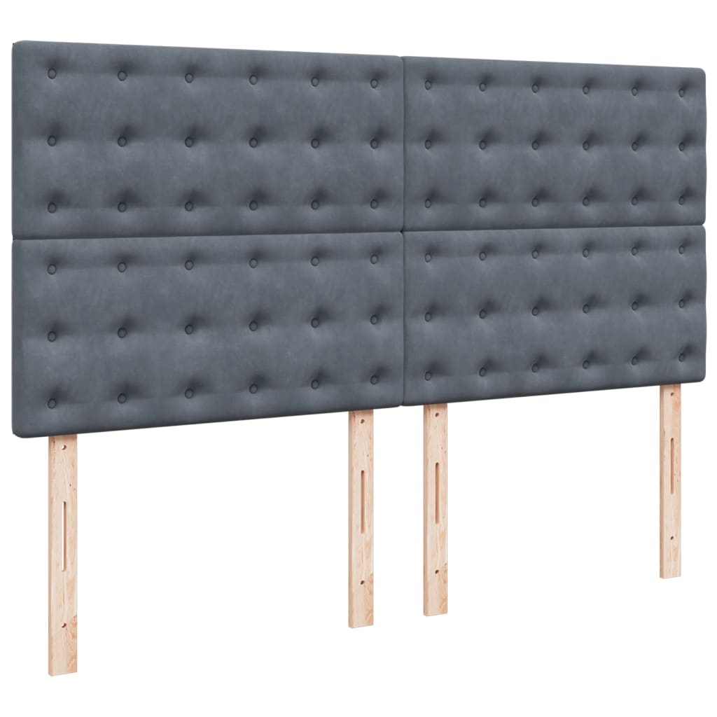 Pat box spring cu saltea, gri închis, 180x200 cm, catifea