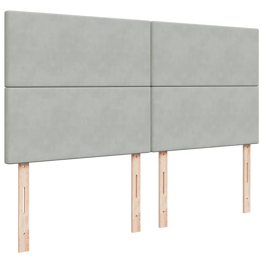 Pat box spring cu saltea, gri deschis, 200x200 cm, catifea