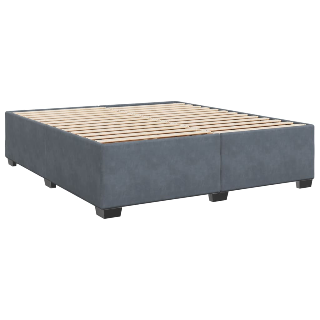 Pat box spring cu saltea, gri închis, 200x200 cm, catifea