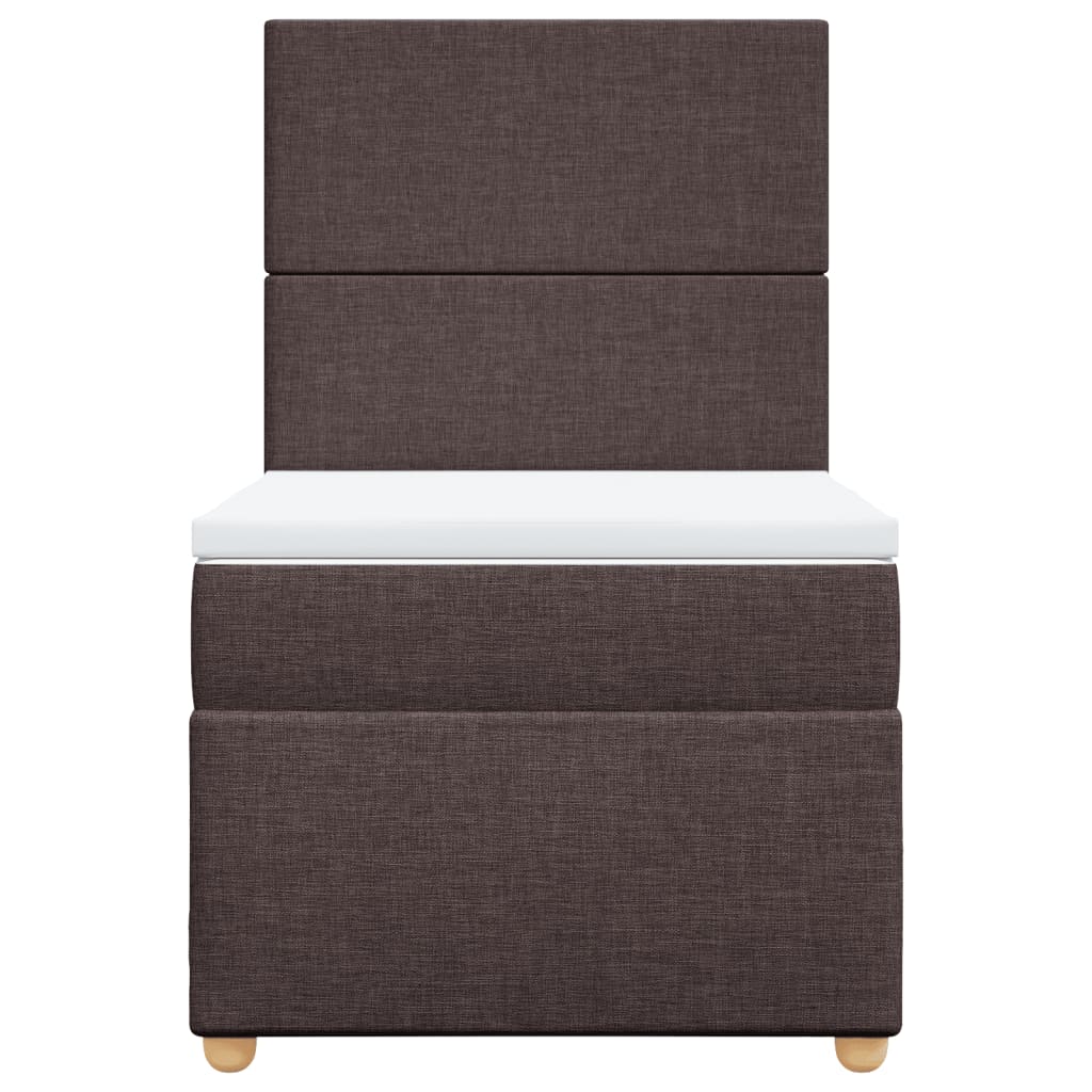 Pat box spring cu saltea, maro închis, 90x190 cm, textil