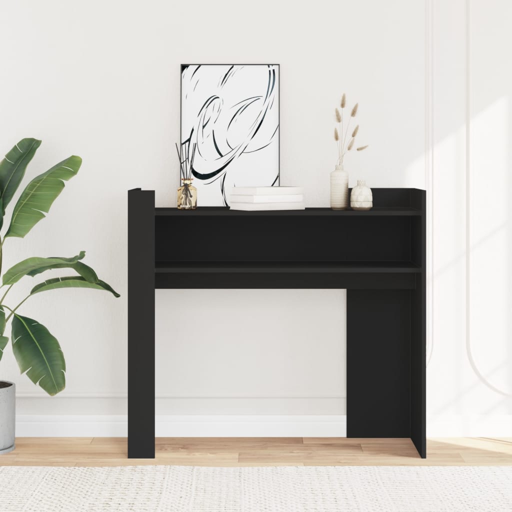 Console table, black, 100x35x90 cm, processed wood