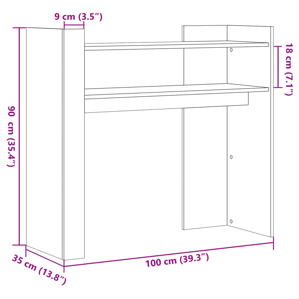 Console table, black, 100x35x90 cm, processed wood