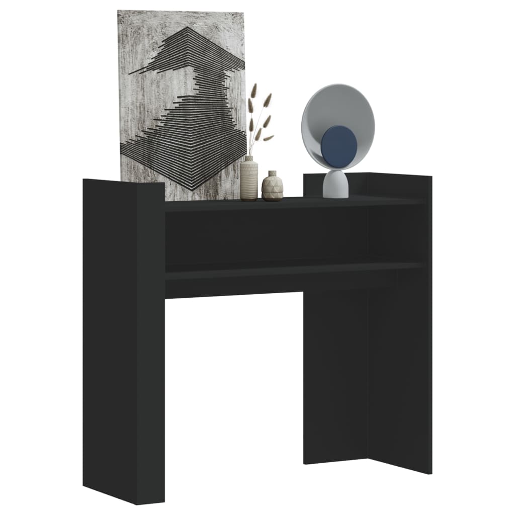 Console table, black, 100x35x90 cm, processed wood