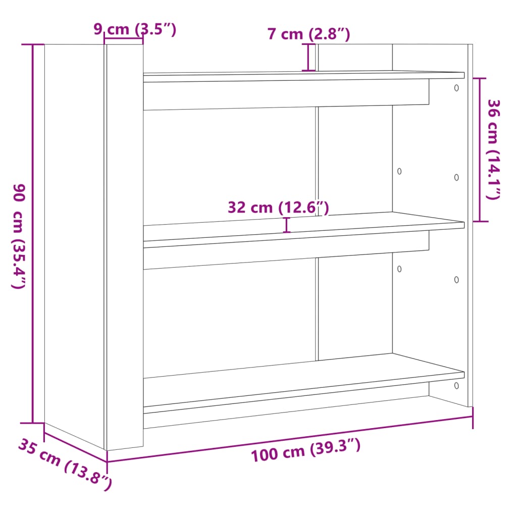 Console table, sonoma oak, 100x35x90 cm, processed wood