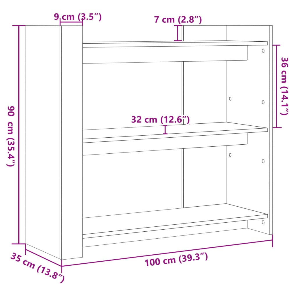 Console table, brown oak, 100x35x90 cm, processed wood