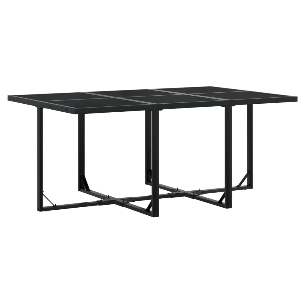 Set mobilier de grădină cu perne, 7 piese, negru, poliratan